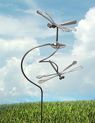 Dragonfly Balancing Stake: American-Made Garden Decor with Utensil Sculpture