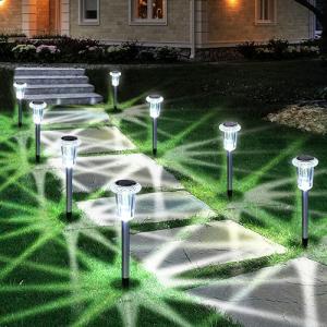 10 Pack Solar Stake Lights for Garden Pathways