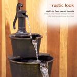 Alpine Barrel Waterfall Fountain, 22"x25"x40", Brown