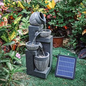 Solar-Powered Rock Water Fountain with LED Light