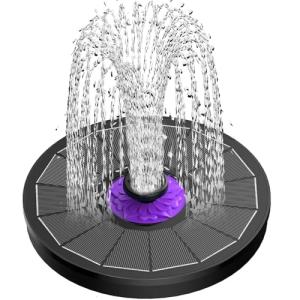 Solar Bird Bath Fountain with Flower and Nozzles