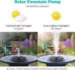 Solar Bird Bath Fountain Pump with 6 Nozzles