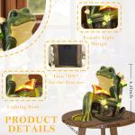 Solar Miniature Frog Statues with Succulents and Lights