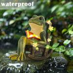 Solar Miniature Frog Statues with Succulents and Lights