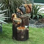 Solar Squirrel Water Fountain with LED Lights