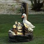 Solar Duck Statue Fountain with Cascading Water Feature