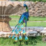 Large Metal Peacock Statue for Garden Decor