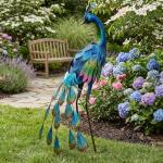Large Metal Peacock Statue for Garden Decor