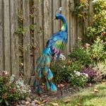 Large Metal Peacock Statue for Garden Decor