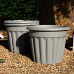 Wham Vista Round Plastic Garden Planters - Grey