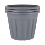 Wham Vista Round Plastic Garden Planters - Grey