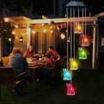 Color Changing Cat Solar Wind Chimes for Garden
