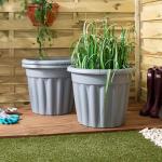 Wham Vista Round Plastic Garden Planters - Grey