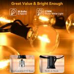 50FT LED Outdoor String Lights for Garden Decor