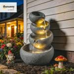 4-Tier Outdoor Water Fountain with LED Lights
