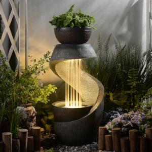 Modern LED Resin Waterfall Fountain for Garden