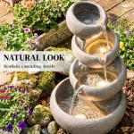 4-Tier Outdoor Water Fountain with LED Lights