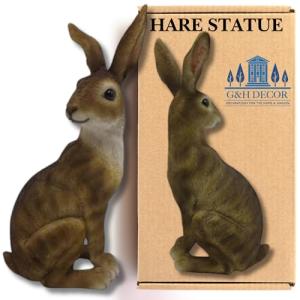 24cm Sitting Garden Hare Statue - Resin Bunny Décor