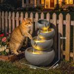 4-Tier Outdoor Water Fountain with LED Lights