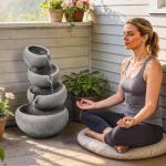 4-Tier Outdoor Water Fountain with LED Lights