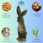 24cm Sitting Garden Hare Statue - Resin Bunny Décor