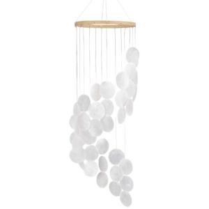 28" White Shell Wind Chime with Bamboo Rings