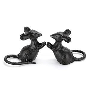 Cast Iron Mouse Garden Sculptures - Black Mice Statues