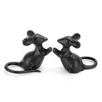 Cast Iron Mouse Garden Sculptures - Black Mice Statues
