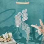 28" White Shell Wind Chime with Bamboo Rings