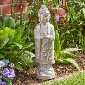 Buddha Statue Garden Decor, Gold Effect, 46cm