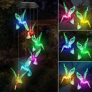 Solar Hummingbird Wind Chime with Color Changing Lights