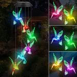 Solar Hummingbird Wind Chime with Color Changing Lights