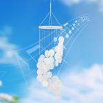28" White Shell Wind Chime with Bamboo Rings