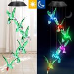 Solar Hummingbird Wind Chime with Color Changing Lights