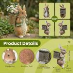 Rabbit Statue Garden Ornament for Outdoor Decor