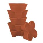 Stackable Terracotta Quad-Pot Planters - 6PC Set