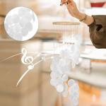 28" White Shell Wind Chime with Bamboo Rings
