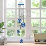 Blue Evil Eye Wind Chime for Indoor and Outdoor