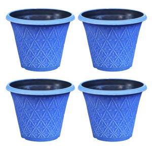 Set of 4 Marine Blue Round Outdoor Planters