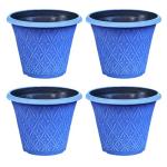 Set of 4 Marine Blue Round Outdoor Planters