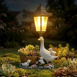 Solar Duck Statue Planter for Garden Décor