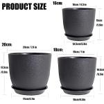 Set of 3 Modern Black Plant Pots with Drainage