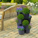 GEEZY Stackable Black Flower Pot Set of 4