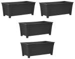 Set of 4 Black Long Trough Plant Pots