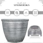 Large Antique Silver Round Garden Planter Pot