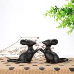 Cast Iron Mouse Garden Sculptures - Black Mice Statues
