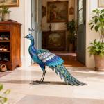 Metal Peacock Garden Statue for Outdoor Decor