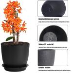 Set of 3 Modern Black Plant Pots with Drainage