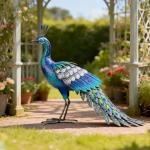 Metal Peacock Garden Statue for Outdoor Decor