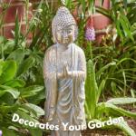 Buddha Statue Garden Decor, Gold Effect, 46cm